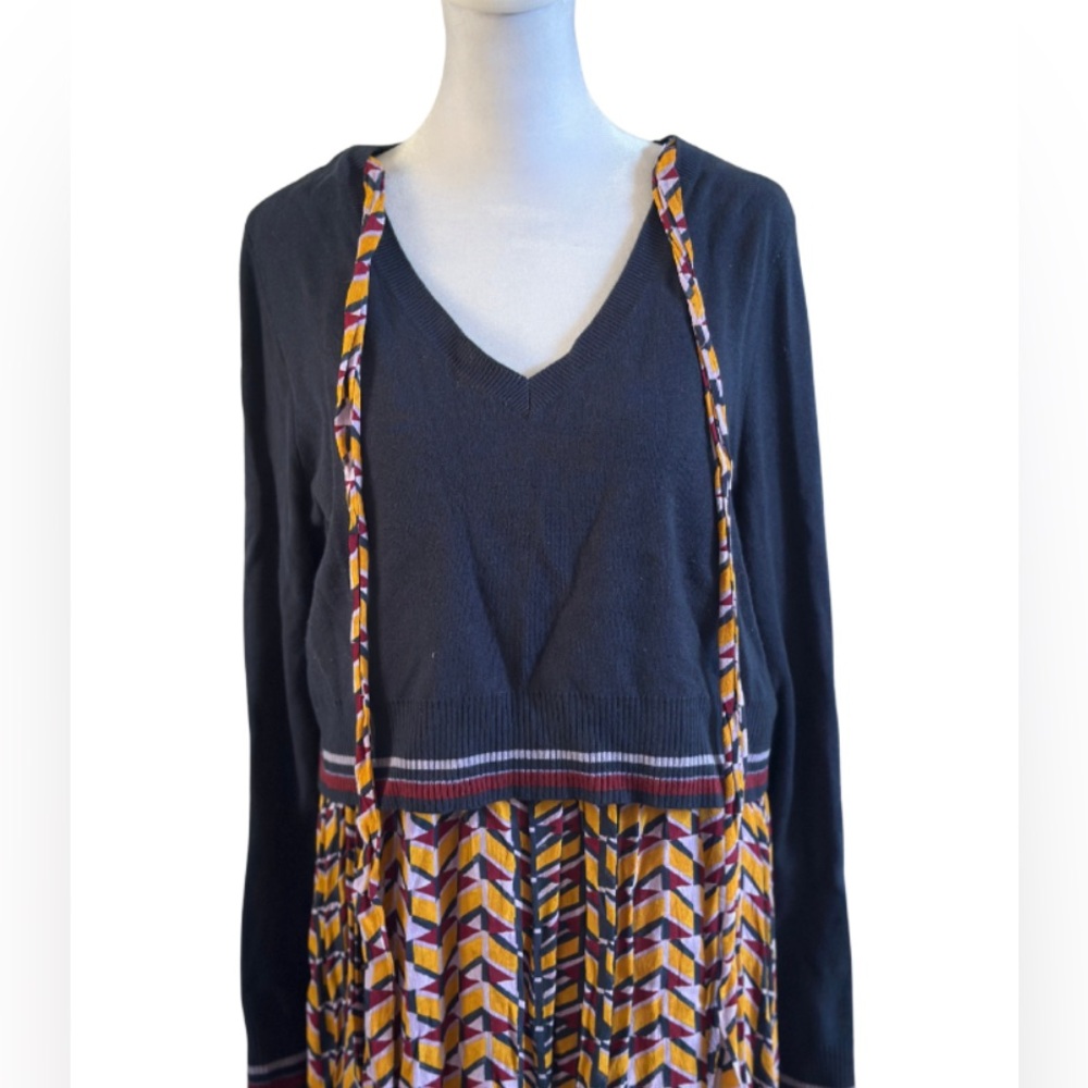 Maeve by Anthropologie Chevron Print Midi Dress with Sweater Overlay - Picture 6 of 8